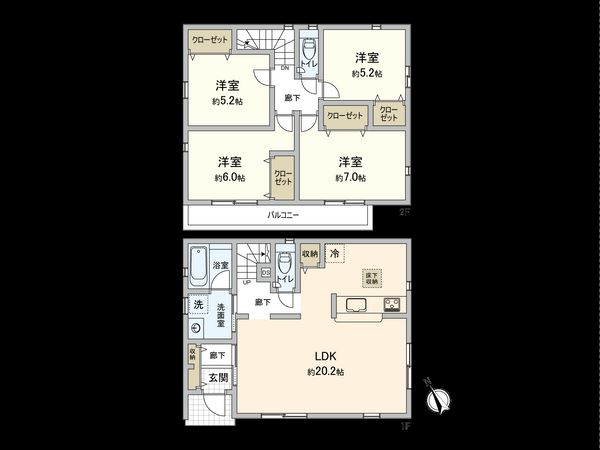 東村山市久米川町1丁目 新築戸建1号棟 間取図(平面図) 東村山市久米川町1丁目 新築戸建1号棟 間取図(平面図)