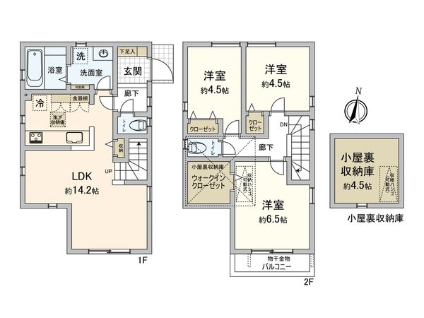 東大和市清水2丁目 新築2号棟 間取図(平面図)