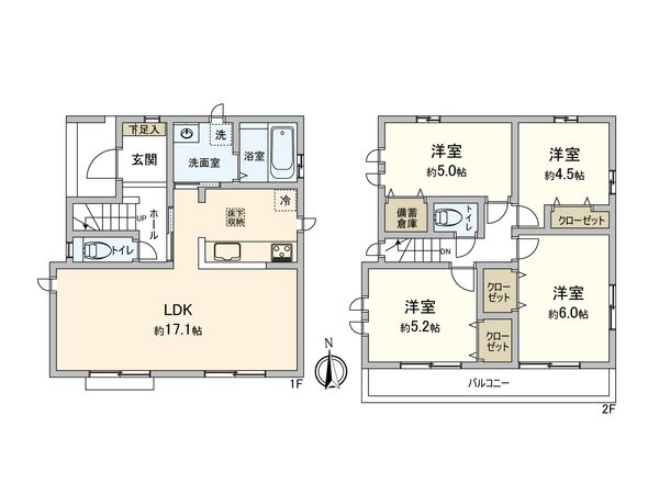 東大和市芋窪4丁目 新築戸建A号棟 間取図(平面図) 東大和市芋窪4丁目 新築戸建A号棟 間取図(平面図)