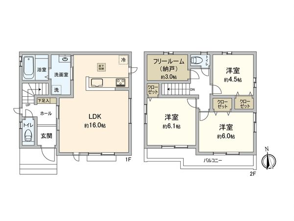 東大和市芋窪4丁目 新築戸建B号棟 間取図(平面図) 東大和市芋窪4丁目 新築戸建B号棟 間取図(平面図)