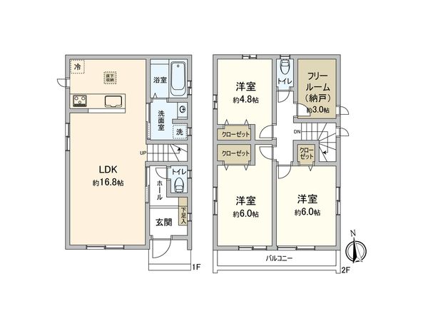 東大和市芋窪4丁目 新築戸建D号棟 間取図(平面図) 東大和市芋窪4丁目 新築戸建D号棟 間取図(平面図)
