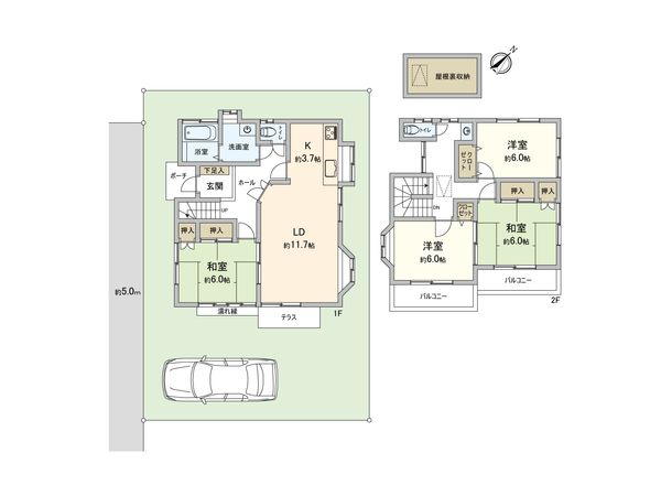 東村山市青葉町1丁目戸建 間取図(平面図) 間取図(平面図)