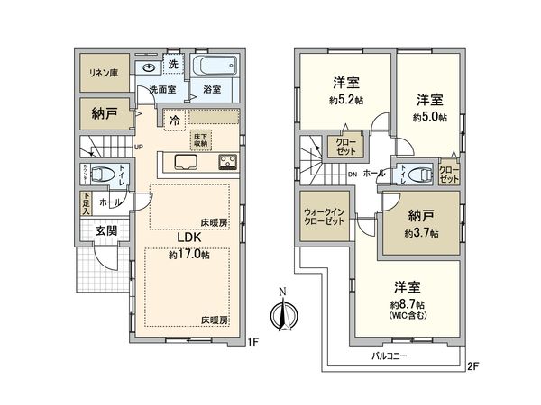 小平市小川東町 新築2号棟 間取図(平面図)