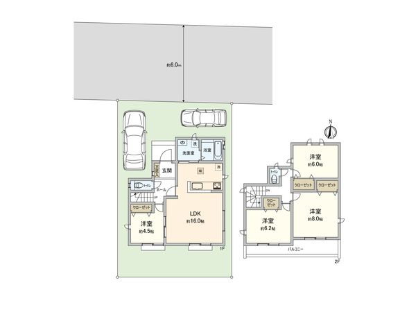 東大和市仲原4丁目 新築B号棟 間取図(平面図) 間取図(平面図)