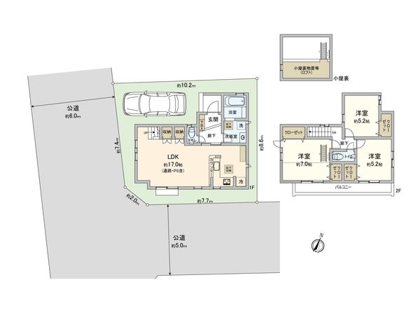 東大和市清水4丁目 新築戸建 間取図(平面図) 間取図(平面図)