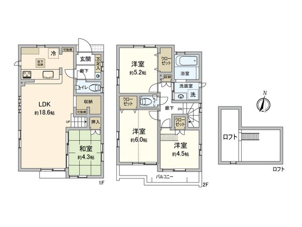 東村山市野口町3丁目 新築戸建2号棟 間取図(平面図) 東村山市野口町3丁目 新築戸建2号棟 間取図(平面図)
