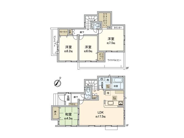 東村山市野口町2丁目 新築1号棟 間取図(平面図) 間取図(平面図)