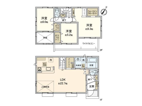 東村山市野口町2丁目 新築3号棟 間取図(平面図) 間取図(平面図)