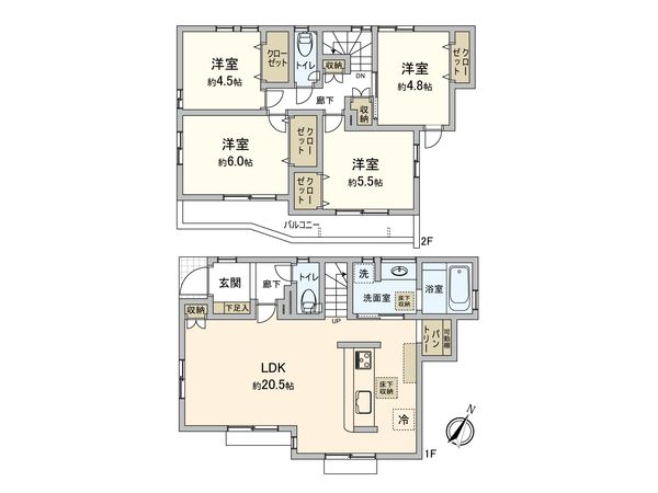 東村山市野口町2丁目 新築9号棟 間取図(平面図) 東村山市野口町2丁目 新築9号棟 間取図(平面図)