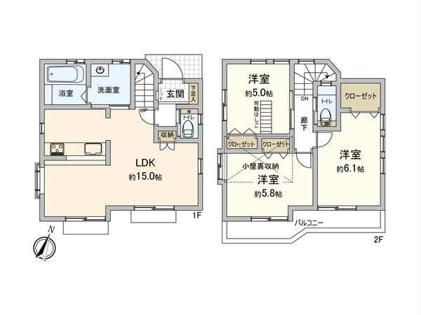 東村山市野口町2丁目 戸建 間取図(平面図) 間取図(平面図)