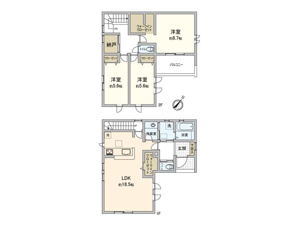 東村山市久米川町3丁目 新築戸建3号棟 間取図(平面図)