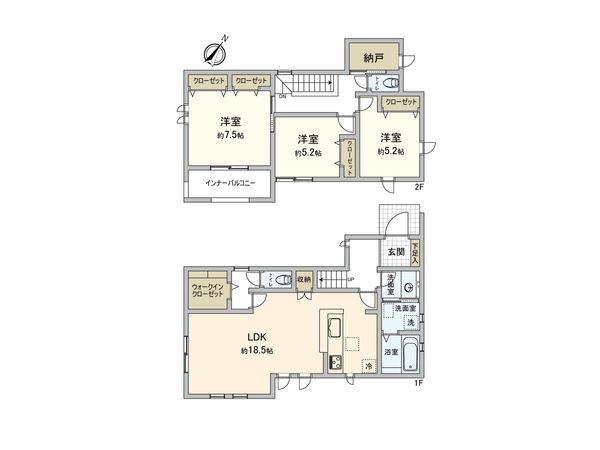 東村山市久米川町3丁目 新築戸建5号棟 間取図(平面図)