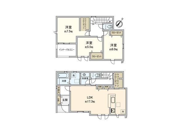 東村山市久米川町3丁目 新築戸建6号棟 間取図(平面図)