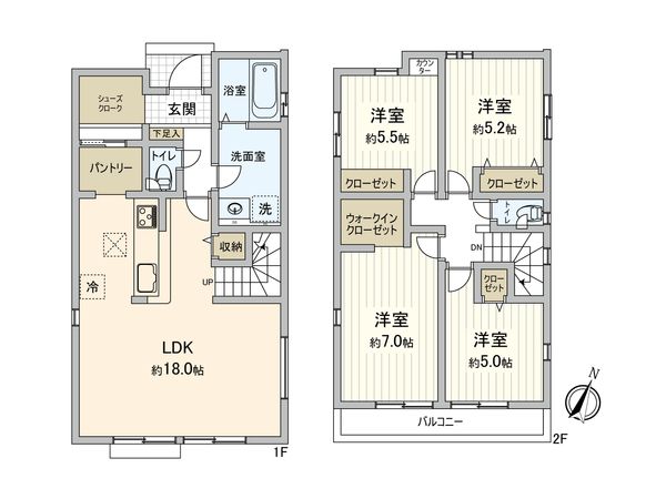 東村山市恩多町1丁目 新築戸建2号棟 間取図(平面図)