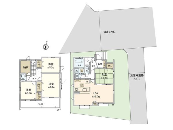 東村山市多摩湖町2丁目 新築戸建 間取図(平面図) 間取図(平面図)