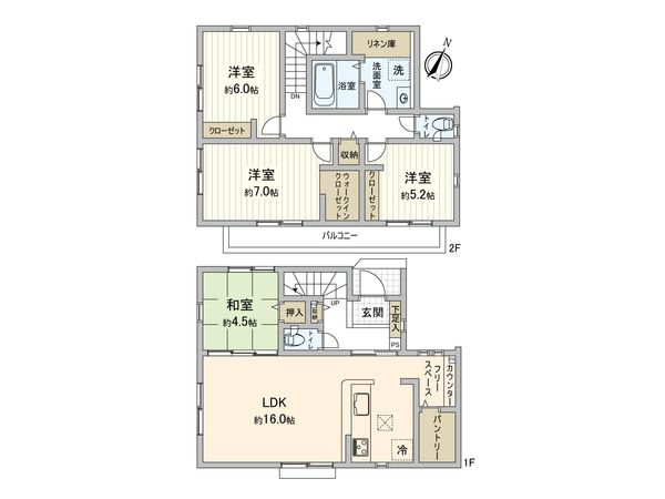 東村山市恩多町1丁目 新築戸建4号棟 間取図(平面図)
