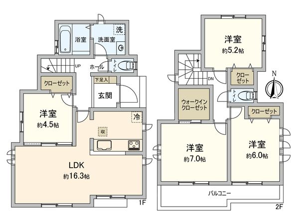 東村山市美住町1丁目 新築戸建A号棟 間取図(平面図) 東村山市美住町1丁目 新築戸建A号棟 間取図(平面図)