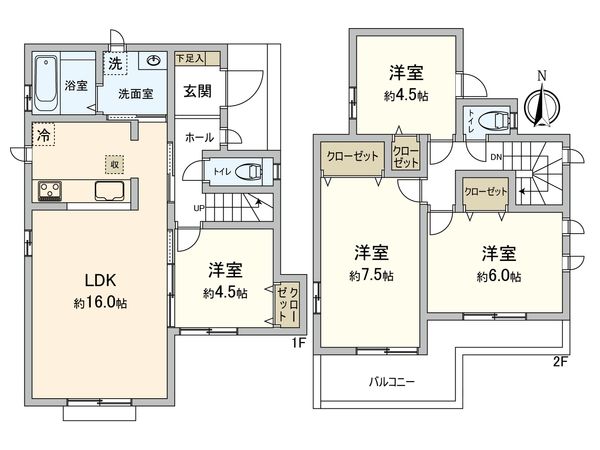 東村山市美住町1丁目 新築戸建C号棟 間取図(平面図) 東村山市美住町1丁目 新築戸建C号棟 間取図(平面図)