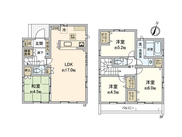 東大和市新堀1丁目 新築戸建1号棟 間取図(平面図)