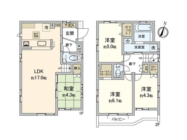 東大和市新堀1丁目 新築戸建2号棟 間取図(平面図)