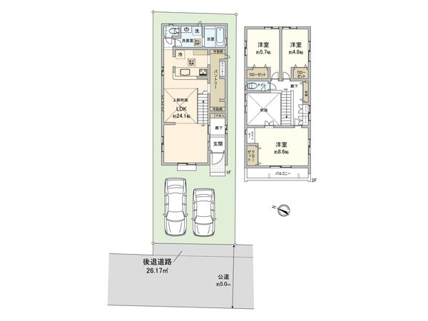 東村山市野口町2丁目 新築戸建1号棟 間取図(平面図) 間取図(平面図)