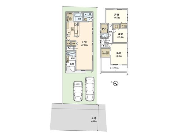 東村山市野口町2丁目 新築戸建2号棟 間取図(平面図) 間取図(平面図)