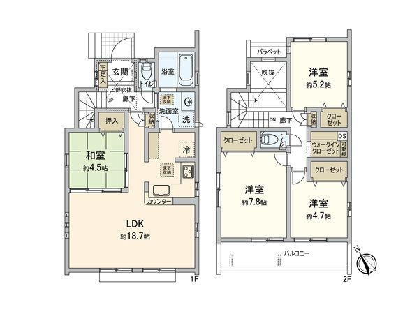 東村山市恩多町5丁目 新築戸建1号棟 間取図(平面図)