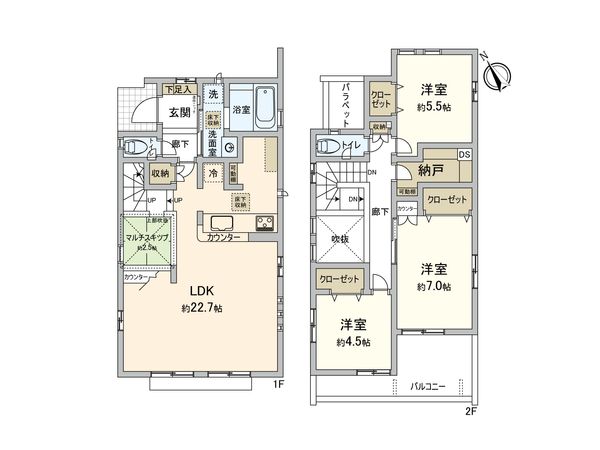 東村山市恩多町5丁目 新築戸建2号棟 間取図(平面図)