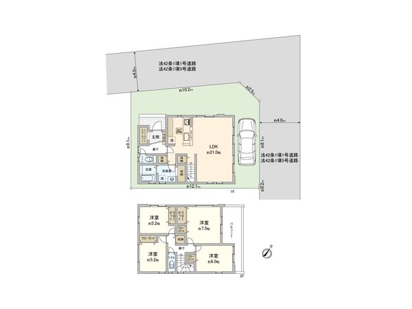 東村山市恩多町3丁目 新築1号棟 間取図(平面図) 東村山市恩多町3丁目 新築1号棟 間取図(平面図)