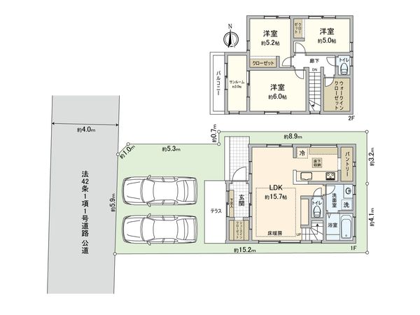 小平市小川東町5丁目 新築戸建4号棟 間取図(平面図)