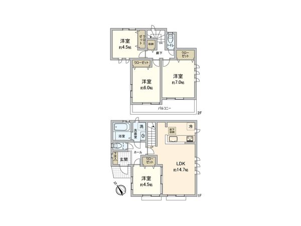 東大和市狭山2丁目 【新築3号棟】 間取図(平面図)