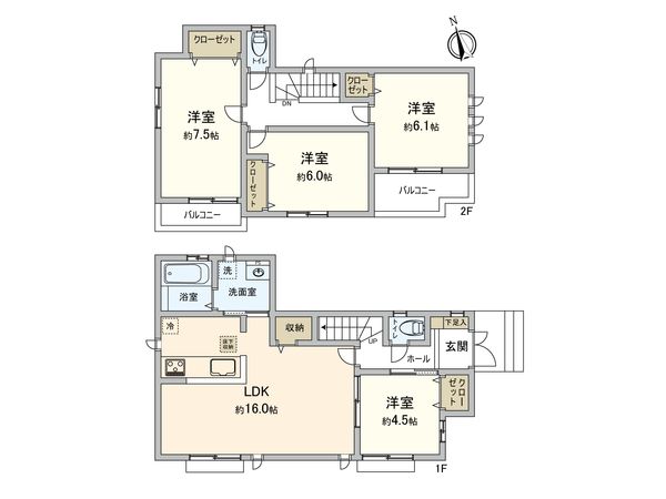 東大和市奈良橋5丁目【新築I号棟】 間取図(平面図)