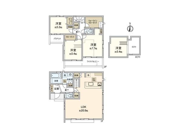 東村山市多摩湖町1丁目【新築2号棟】 間取図(平面図)