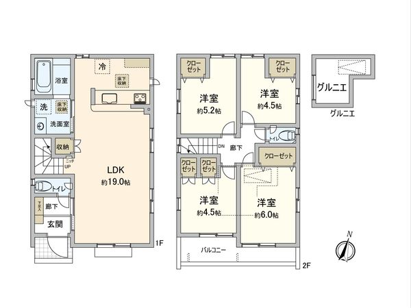 東村山市富士見町3丁目【新築2号棟】 間取図(平面図)