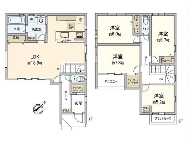 東村山市青葉町2丁目【新築戸建】 間取図(平面図) 東村山市青葉町2丁目【新築戸建】 間取図(平面図)
