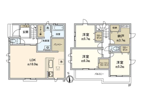 東大和市湖畔3丁目【新築1号棟】 間取図(平面図) 東大和市湖畔3丁目【新築1号棟】 間取図(平面図)