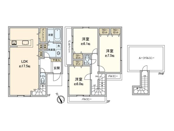 東村山市恩多町5丁目【新築戸建】 間取図(平面図) 東村山市恩多町5丁目【新築戸建】 間取図(平面図)