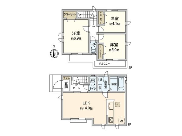 東大和市芋窪4丁目【新築1号棟】 間取図(平面図) 東大和市芋窪4丁目【新築1号棟】 間取図(平面図)