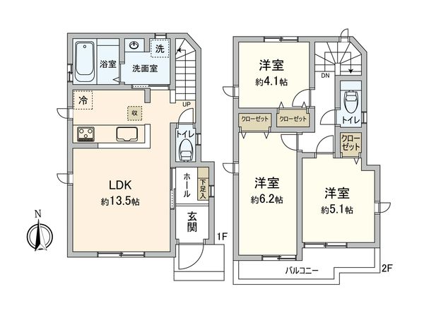 東大和市芋窪4丁目【新築2号棟】 間取図(平面図) 東大和市芋窪4丁目【新築2号棟】 間取図(平面図)