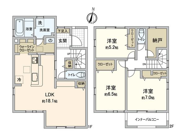 東大和市清水6丁目【新築1号棟】 間取図(平面図) 東大和市清水6丁目【新築1号棟】 間取図(平面図)