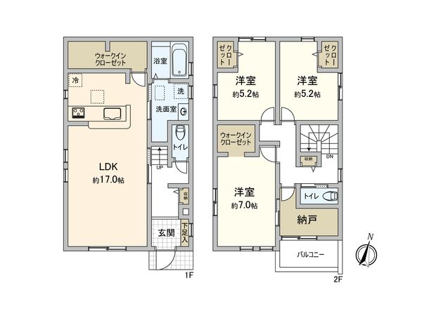 東大和市清水6丁目【新築5号棟】 間取図(平面図) 東大和市清水6丁目【新築5号棟】 間取図(平面図)