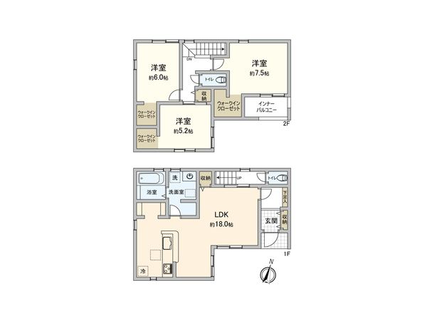 東大和市清水6丁目【新築7号棟】 間取図(平面図) 東大和市清水6丁目【新築7号棟】 間取図(平面図)