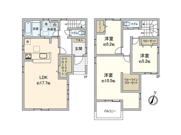東大和市清水6丁目【新築8号棟】 間取図(平面図) 東大和市清水6丁目【新築8号棟】 間取図(平面図)