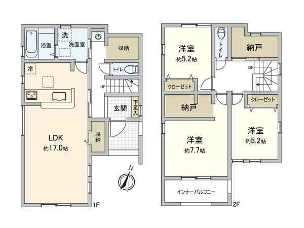 東大和市清水6丁目【新築14号棟】 間取図(平面図) 東大和市清水6丁目【新築14号棟】 間取図(平面図)