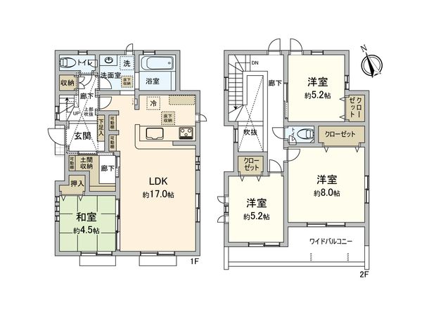 東大和市奈良橋2丁目【新築19号棟】 間取図(平面図) 東大和市奈良橋2丁目【新築19号棟】 間取図(平面図)