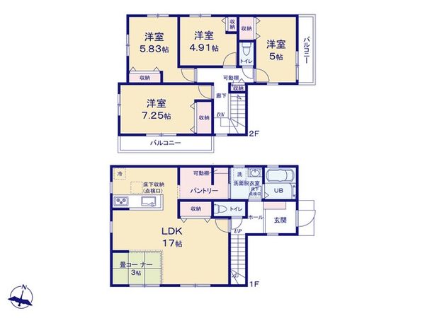 東村山市富士見町3丁目【新築戸建】 間取図(平面図) 東村山市富士見町3丁目【新築戸建】 間取図(平面図)