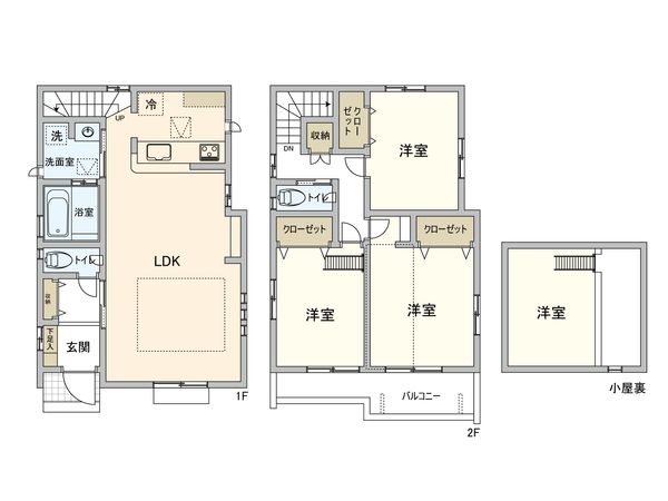 東村山市野口町3丁目【新築2号棟】 間取図(平面図) 東村山市野口町3丁目【新築2号棟】 間取図(平面図)