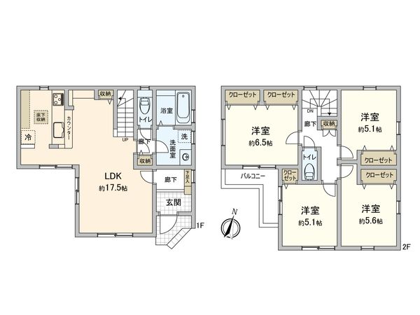 東村山市萩山町4丁目【新築戸建】 間取図(平面図) 東村山市萩山町4丁目【新築戸建】 間取図(平面図)