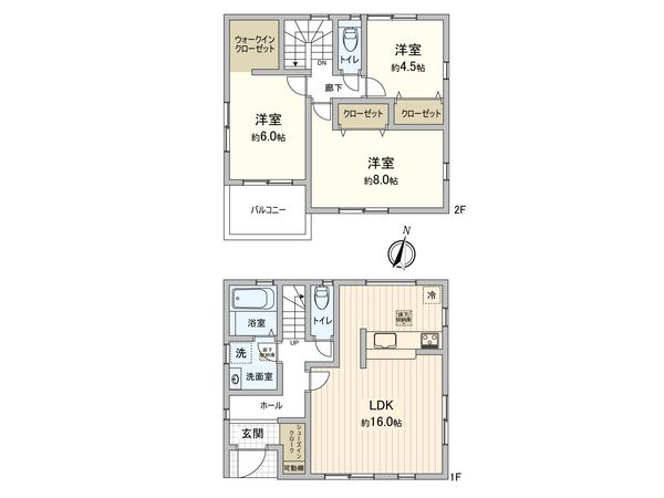 東村山市美住町2丁目【新築2号棟】 間取図(平面図) 東村山市美住町2丁目【新築2号棟】 間取図(平面図)