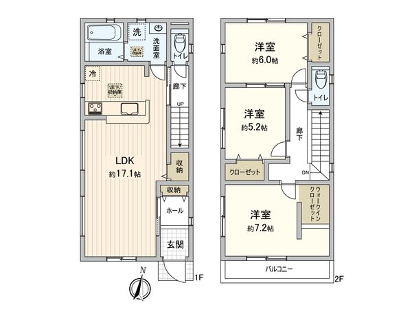 東村山市美住町2丁目【新築5号棟】 間取図(平面図) 東村山市美住町2丁目【新築5号棟】 間取図(平面図)